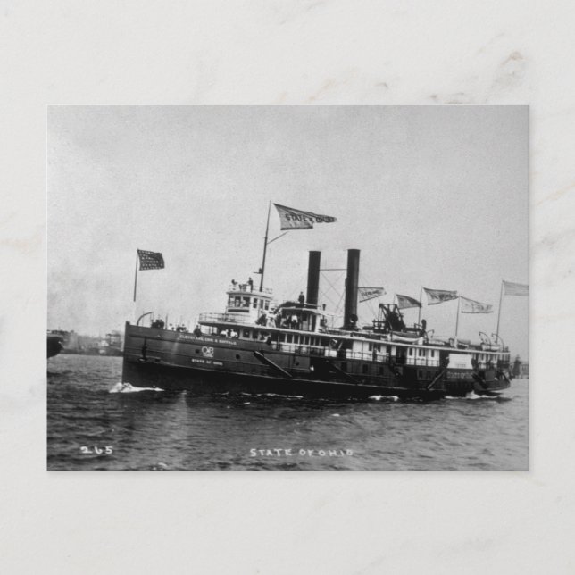 Carte Postale Bateau à vapeur City of Ohio - Photo Louis Pesha (Devant)