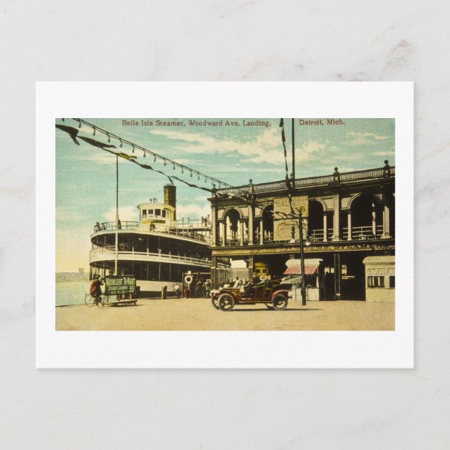 Carte Postale Bateau à vapeur de Belle Isle, débarcadère de Wood (Devant)