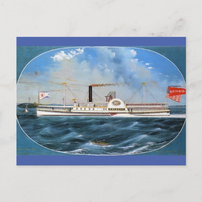 Carte Postale Bateau à vapeur Reindeer 1850 (Devant)