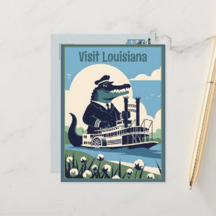 Carte Postale Bateau à vapeur WPA Visit Louisiana