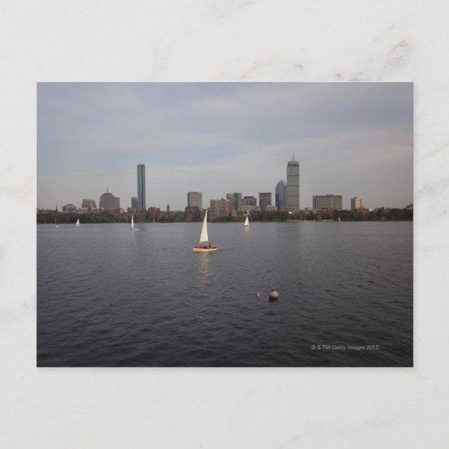 Carte Postale Bateau à voile, Charles River, Boston, MA (Devant)