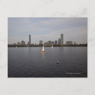 Carte Postale Bateau à voile, Charles River, Boston, MA
