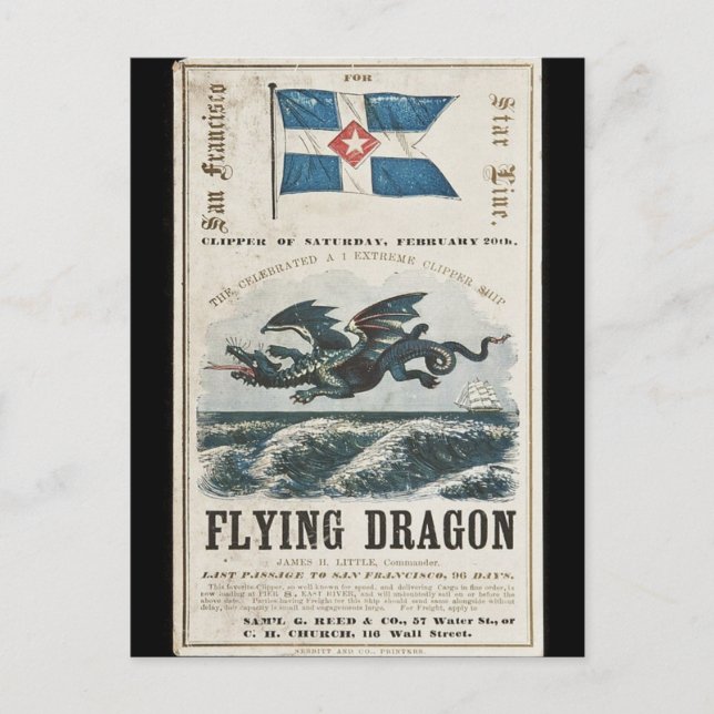 Carte Postale Bateau à voile Dragon Clipper 1858 (Devant)