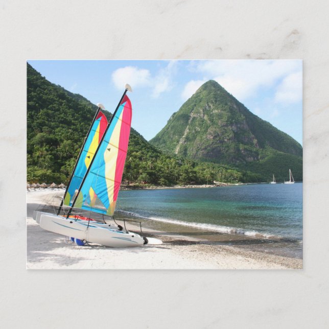 Carte Postale Bateau à voile et équipement de sports aquatiques (Devant)