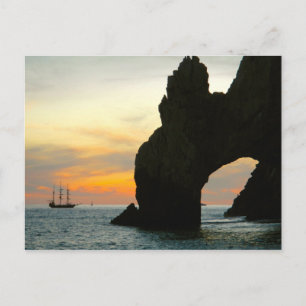 Carte Postale Bateau À Voile Traditionnel Au Coucher Du Soleil,