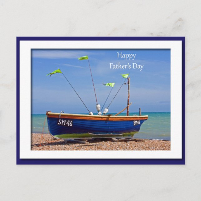 Carte Postale Bateau bleu fête des pères (Devant)
