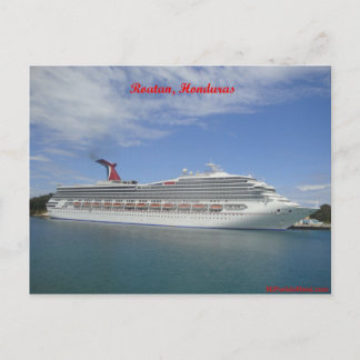 Carte Postale Bateau de croisière ancré à Roatan, le Honduras