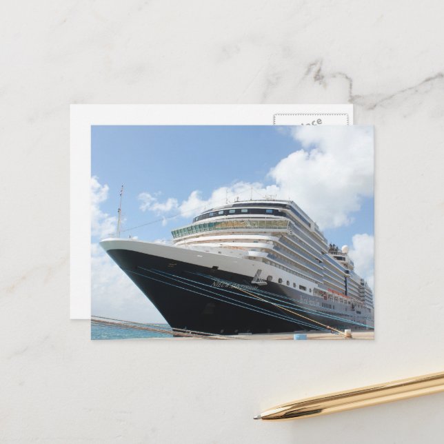 Carte Postale Bateau de croisière MS Nieuw Amsterdam sur Aruba (Devant/Arrière en situation)