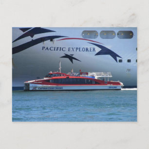 Carte Postale Bateau de croisière Pacific Explorer et bateau plu