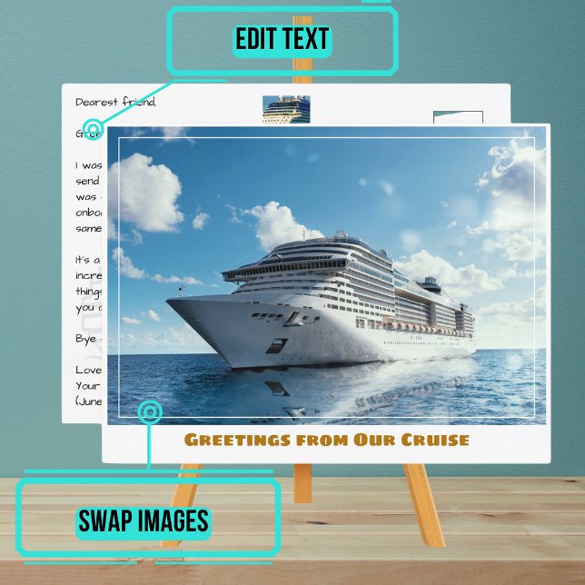 Carte Postale Bateau de croisière sur Blue Water (Please enjoy our cruise ship postcard)