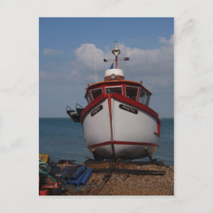 Carte Postale Bateau De Pêche Brume Du Matin Sur La Plage