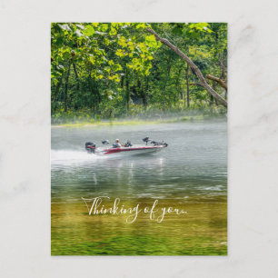 Carte Postale Bateau de pêche en mouvement en pensant à vous Car