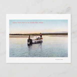 Carte Postale Bateau de pêche Eskimo sur la rivière