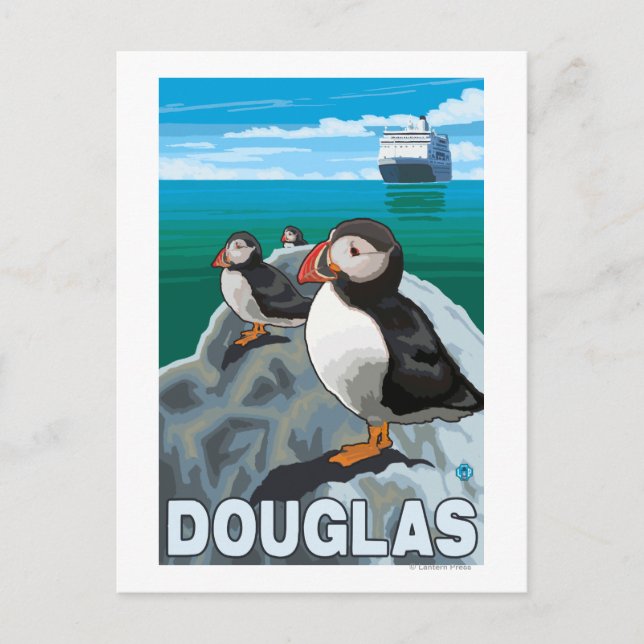 Carte Postale Bateau de pêche et de croisière - Douglas, Alaska (Devant)