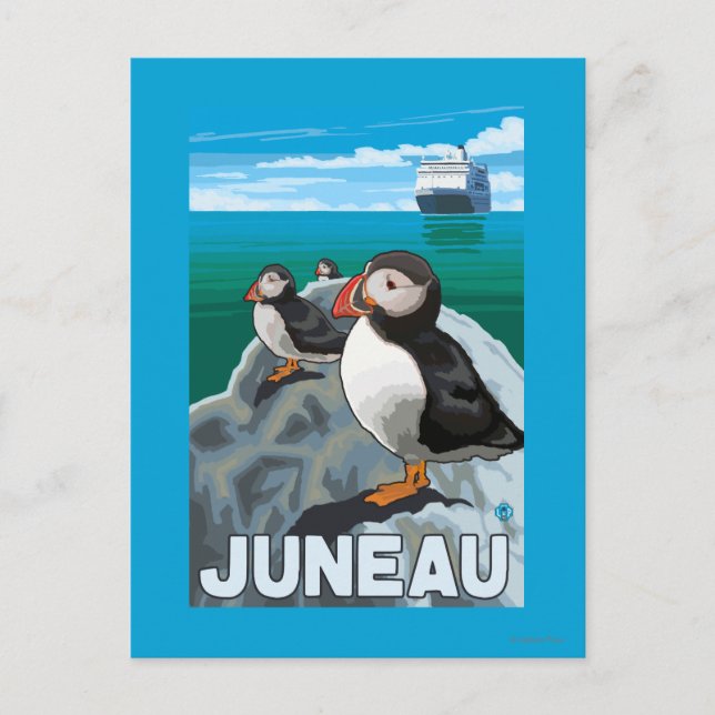 Carte Postale Bateau de pêche et de croisière - Juneau, Alaska (Devant)