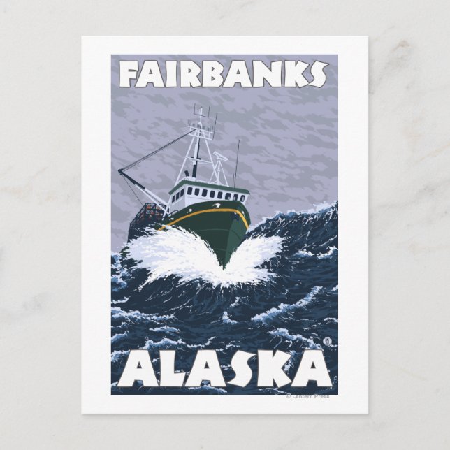 Carte Postale Bateau de pêche - Fairbanks, Alaska (Devant)