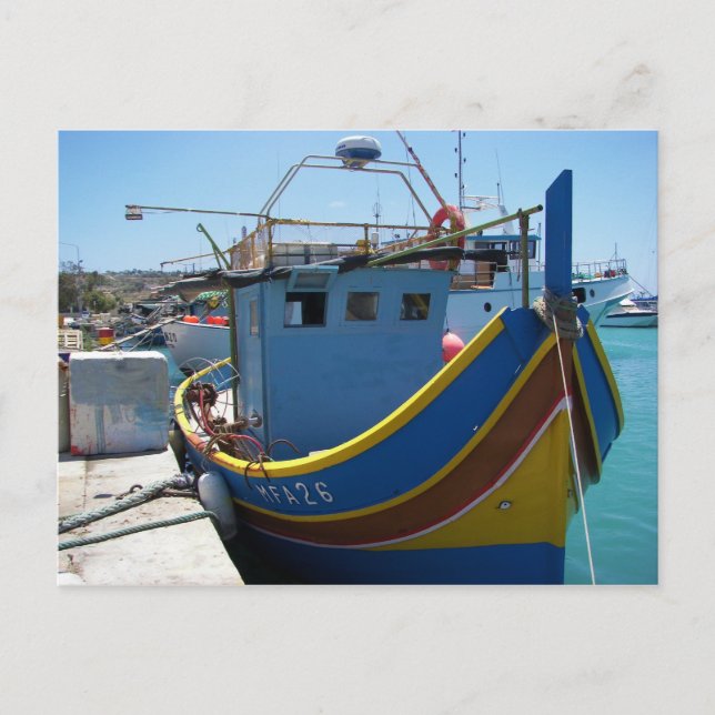 Carte Postale Bateau de pêche maltais coloré (Devant)