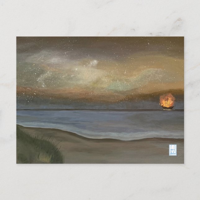 Carte Postale Bateau de pirate flamboyant d'Ocracoke (Devant)