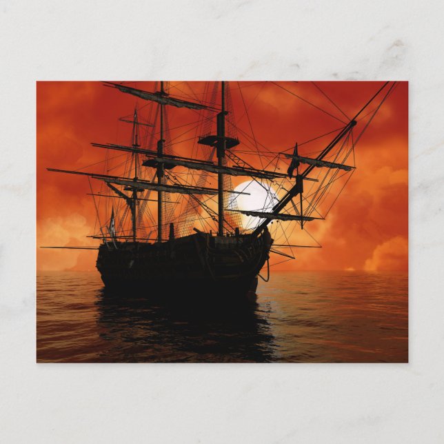 Carte Postale Bateau de pirate vintage (Devant)
