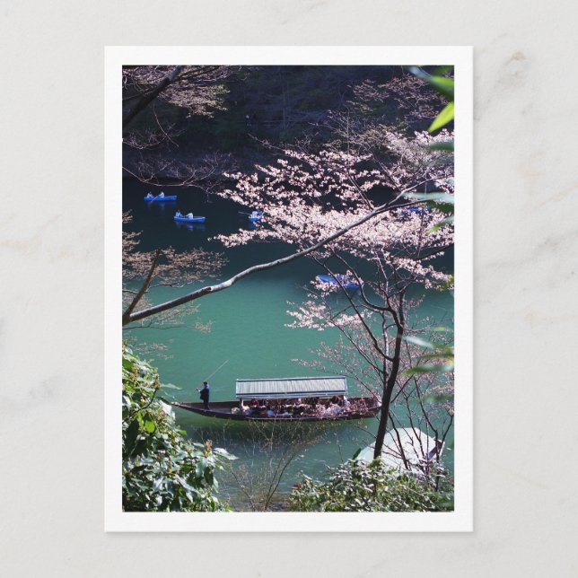 Carte Postale Bateau de printemps en Arashiyama (Devant)