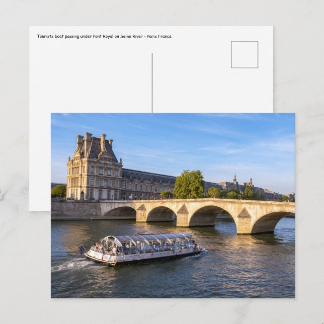 Carte Postale Bateau de touristes passant sous le Pont Royal - P (Devant / Derrière)