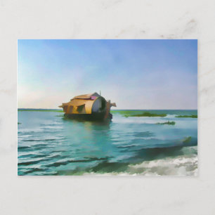 Carte Postale Bateau domestique au Kerala dans la lagune d'eau s