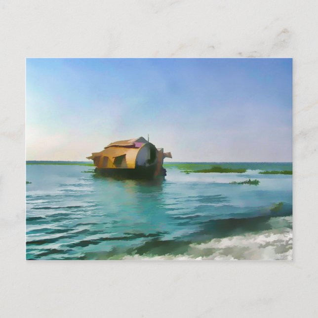 Carte Postale Bateau domestique au Kerala dans la lagune d'eau s (Devant)
