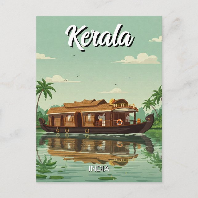 Carte Postale Bateau domestique au Kerala en Inde (Devant)