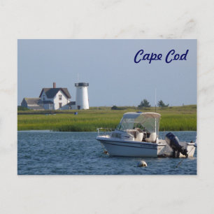 Carte Postale Bateau et phare Chatham Cape Cod