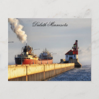Carte Postale Bateau et phare James R. Barker, Minnesota