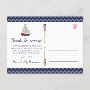 Carte Postale Bateau nautique Ahoy Baby Boy Shoy Merci