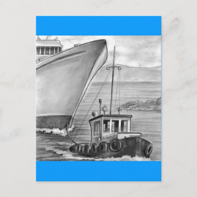 Carte Postale Bateau remorqueur remorquage bateau de croisière (Devant)