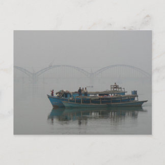 Carte Postale Bateau sur la rivière Irrawaddy, Myanmar