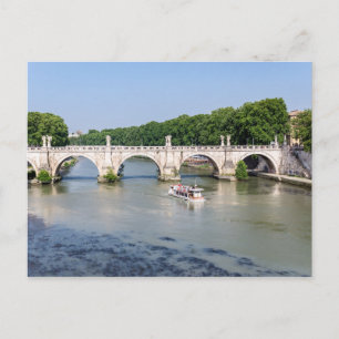 Carte Postale Bateau touristique sous le Ponte Sant'Angelo - Rom