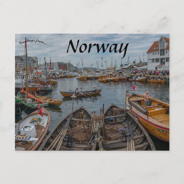 Carte Postale Bateaux à Bergen en Norvège (Devant)