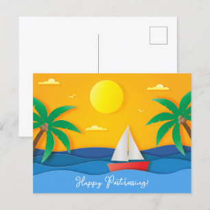 Carte Postale Bateaux à papier Sunset Ocean