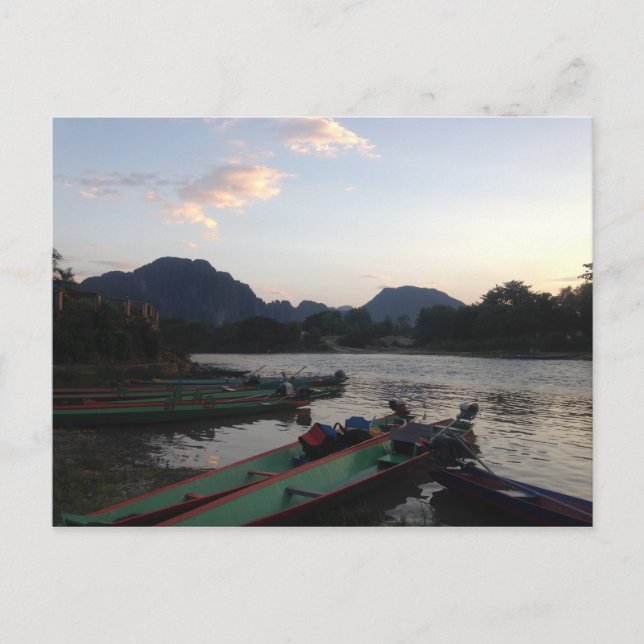 Carte Postale Bateaux à Vang Vieng (Devant)
