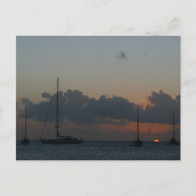 Carte Postale Bateaux à voile dans Sunset Tropical Seascape (Devant)