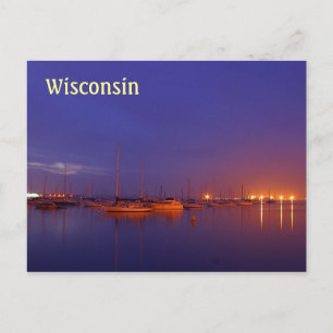 Carte Postale Bateaux à voile du Wisconsin à la marina au crépus