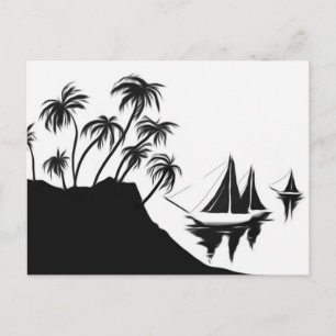 Carte Postale Bateaux à voile et palmiers