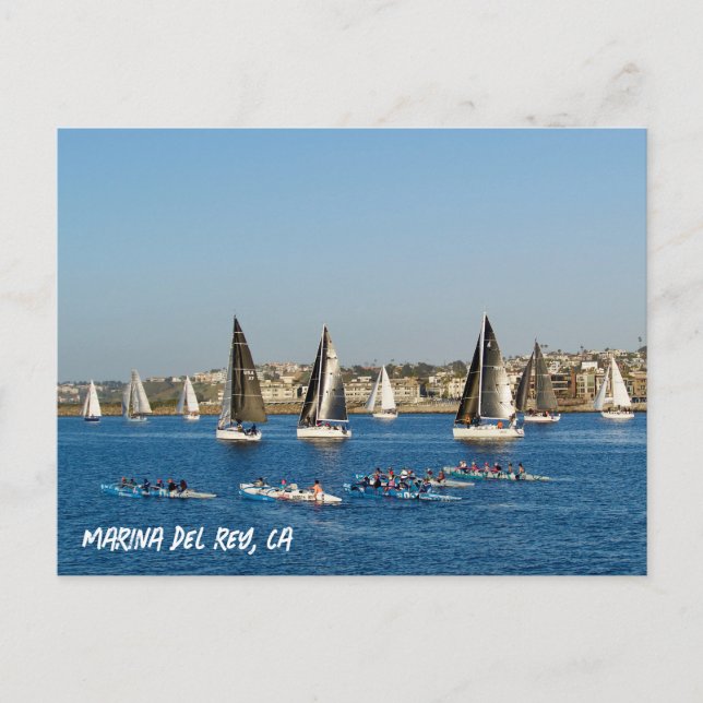Carte Postale Bateaux À Voiliers Sur La Manche. Marina Del Rey,  (Devant)
