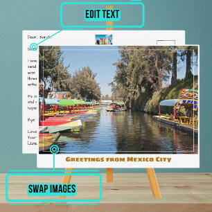 Carte Postale Bateaux colorés Xochimilco Trajinera à Mexico