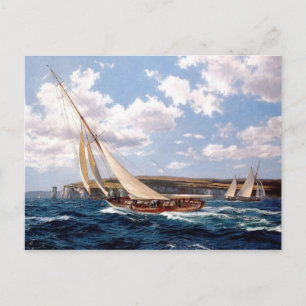 Carte Postale Bateaux de course au large de l'île de Wight