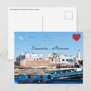 Carte Postale Bateaux de pêche bleus à Essaouira - Maroc
