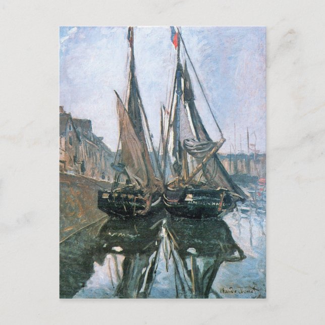 Carte Postale Bateaux de pêche chez Honfleur par Claude Monet (Devant)