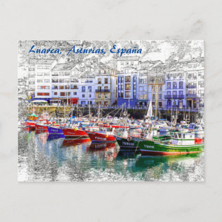 Carte Postale Bateaux de pêche colorés à Luarca, Asturies, Espag