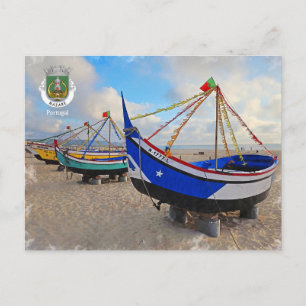 Carte Postale Bateaux de pêche de Nazaré, Portugal