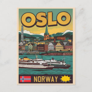 Carte Postale Bateaux d'Oslo Norvège bandes dessinées souvenirs
