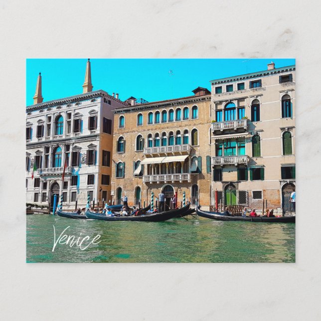 Carte Postale Bateaux du canal Gondola de Venise Grand Canal (Devant)