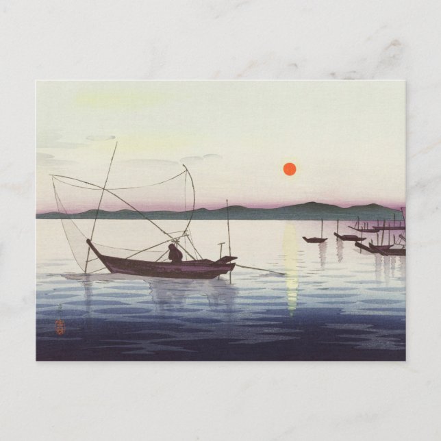 Carte Postale Bateaux et réglage peinture solaire par Ohara Koso (Devant)